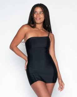 Bolinas One Piece - Black -Seea Shop Bolinas Black One Piece Dress Swim Suit Built In Shorts Adjustable Straps 3