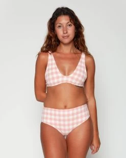 Brasilia High Waist Bikini Bottom - Alba -Seea Shop Brasilia Alba Pink White Plaid Pattern Bikini Swim Suit 12