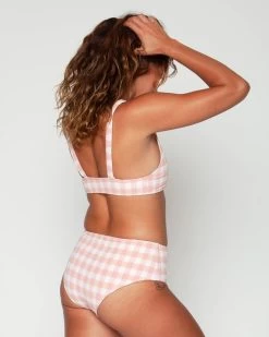 Brasilia High Waist Bikini Bottom - Alba -Seea Shop Brasilia Alba Pink White Plaid Pattern Bikini Swim Suit 19
