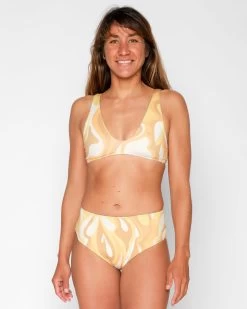 Brasilia Reversible Bikini Bottom - Solaris -Seea Shop Brasilia Solaris Swirl Pattern Yellow Reversible Bikini Swim Suit Sun Protection 12