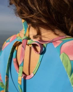 Dara Surf Suit - Luana (RC-Skin) -Seea Shop Dara Luana Blue Floral Pattern Long Sleeve Surf Suit UV Protection Swim Suit 4