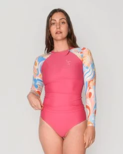 Doheny Rashguard - Ella -Seea Shop Doheny Ella Pink Multicolor Floral Pattern Rashguard Long Sleeve Sun Protection 1