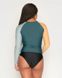 Doheny Rashguard - Forest 14 Doheny Rashguard - Forest -Seea Shop Doheny Forest Blue Tan Rashguard Long Sleeve Sun Protection 2