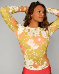 Doheny Rashguard - Jani -Seea Shop Doheny Jani Yellow Orange Floral Pattern Rashguard Long Sleeve Sun Protection 4