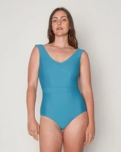 Frida One Piece - Maui -Seea Shop Frida Maui Blue Swim Suit One Piece V Neck 3