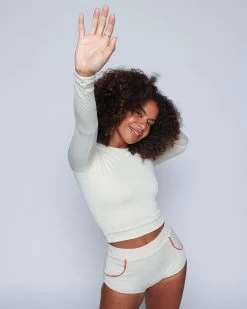 Palomar Crop Rashguard - Pebble -Seea Shop SEEA Palomar CropTopRashguard Pebble 4X5 13